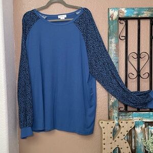 Chic Soul Blue and Black Tunic Top